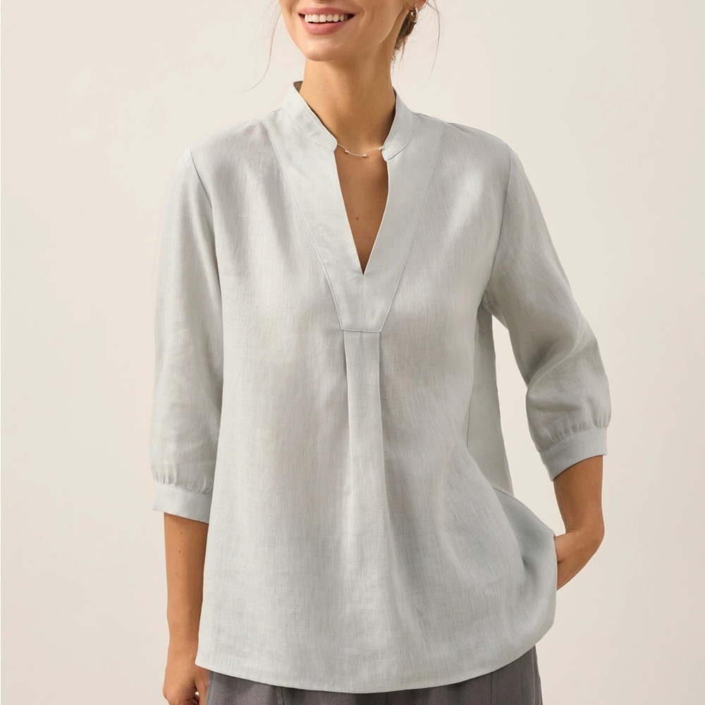 Lintico Linen Dress Shirt Joanna Women’s Size Small Grey Blue